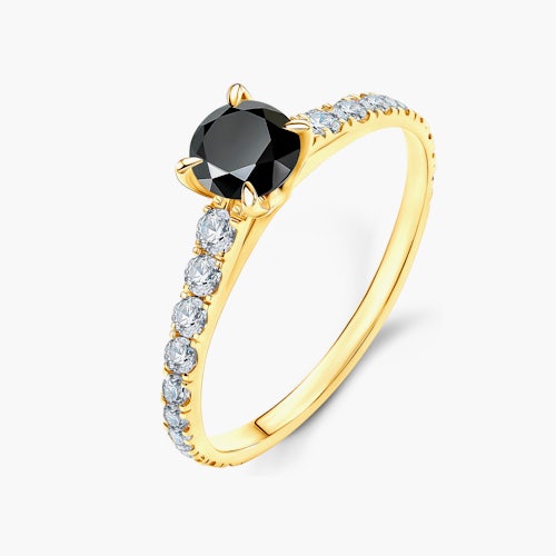 Pierścionek zaręczynowy Share Your Love: złoty, czarny diament